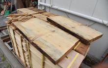 乾燥機に入れられる直前のアカマツ 乾燥機に入れられる直前のアカマツ