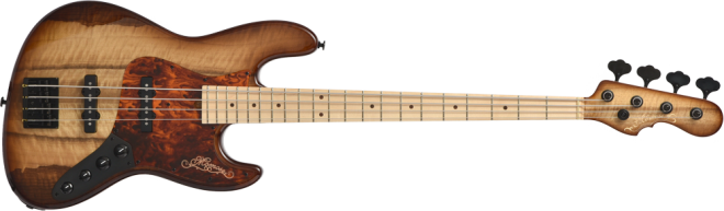 Aguilar OBP-2プリアンプを搭載しより重厚な音作りも可能です。ピックアップにはYUTAを搭載しました。ボディトップにはエキゾチックウッドを採用し、バック材にはアッシュ1Pを使用。特別モデルにふさわしい仕様に仕上がりました。 BR-BS